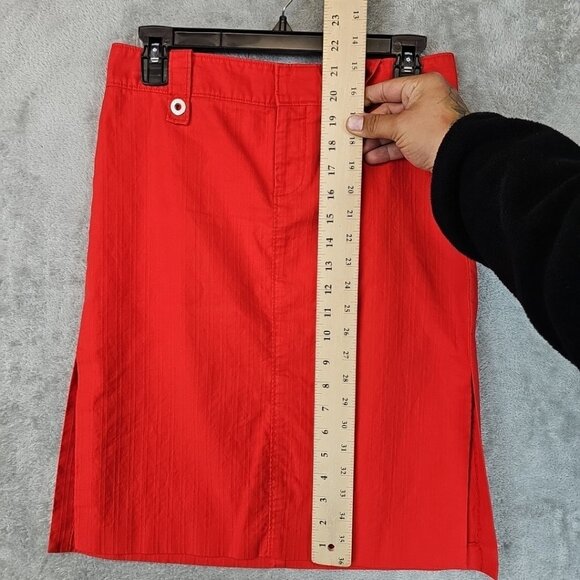 Armani Exchange Pencil Skirt Womens Size 4 Orange Side Slits Stretch VTG Y2K - Picture 7 of 7